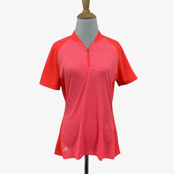 adidas Tops - Adidas Shirt Womens S Small Neon Pink Quarter Zip Short Sleeve Performance Golf